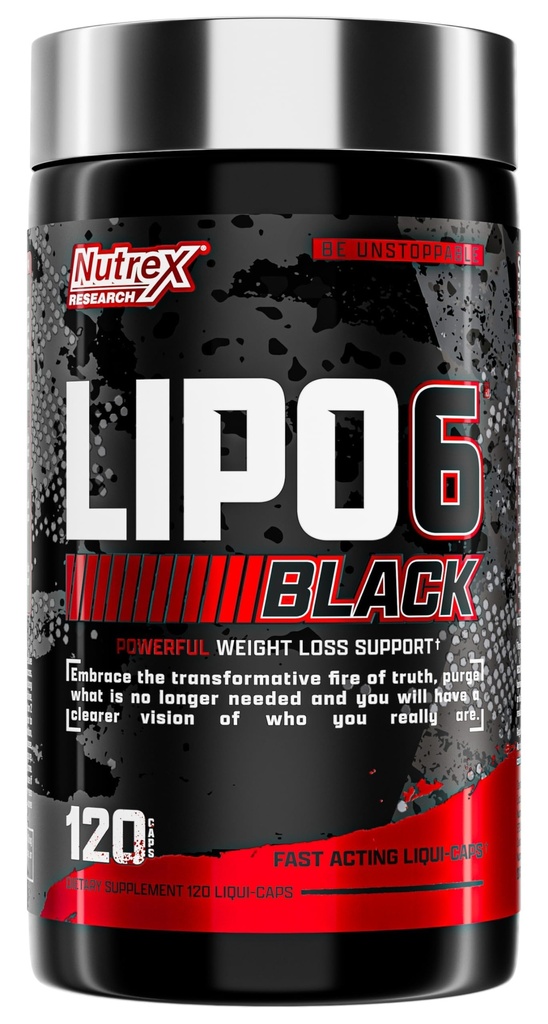 Nutrex Lipo-6 Black Max Tugevus Rasvapõletaja - Kiire Toimiv Energia, Kaalulangus Dieet pillid - Söögiisu vähendav, Metabolism Booster - 120 kapslit