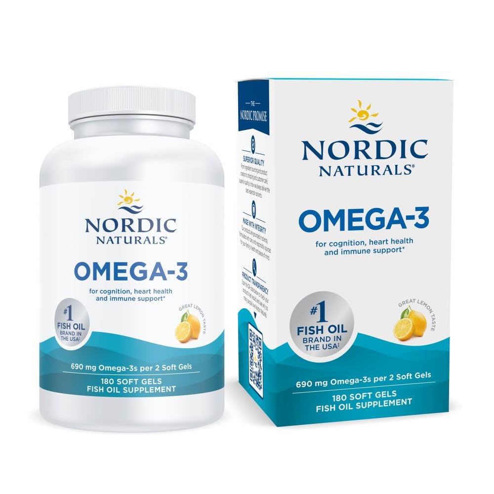 Nordic Naturals Omega-3, Sidrun Maitse - 180 Soft Gels - 690 mg Omega-3 - Fish Oil - EPA & DHA - Immune Support, Brain & Heart Health, Optimal Wellness - Non-GMO - 90 Servings