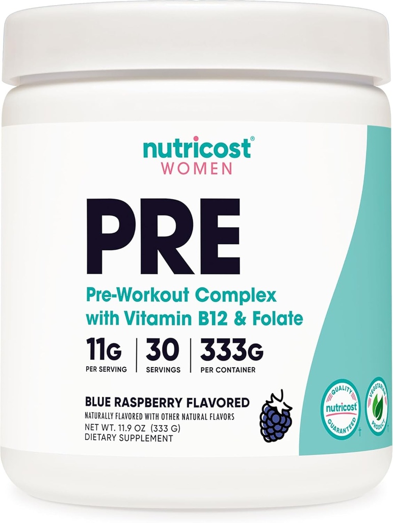 Nutricost Pre-Workout Pulber Naistele, Sinine Vaarika, 30 Servings