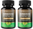 Berberiin 1300mg rohelise tee ekstrakti, resveratrool, punane pärmseente riis & CoQ10 - 13-in-1 immuuntervise, loodusliku ainevahetuse tugi - 60 kapslit - mitte-GMO, Lab testitud - 2 pakendit