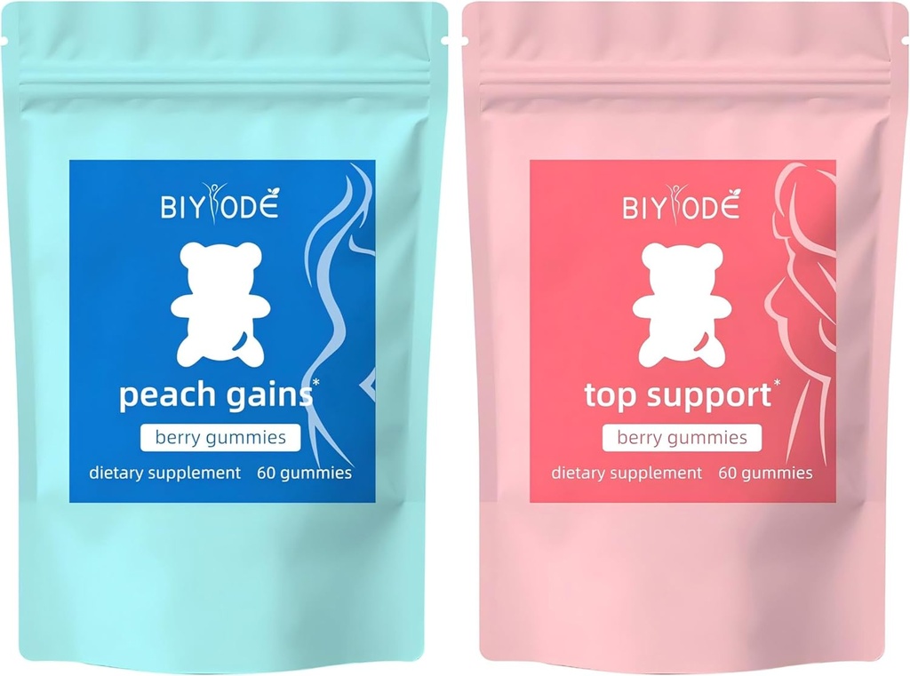 BIYODE Berry Gummies Combo Pack - Bum & Chest Support Gummies naistele, treeningabi - Naiste tugi täiendus - Marja maitsestatud - olulised maitsetaimed - multivitamiinid Dieet Fitness, 120 Gummies