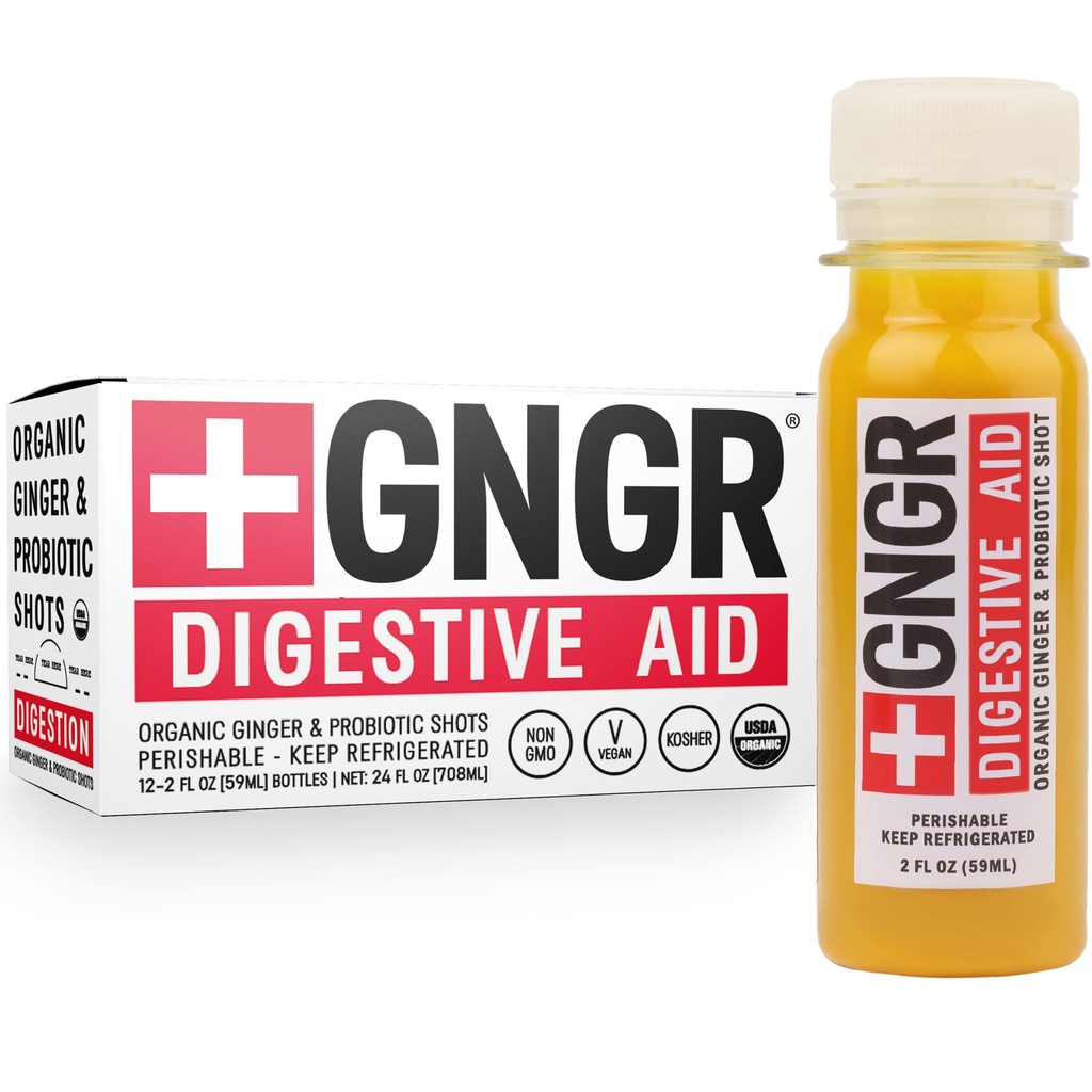+GNGR seedetrakti abi Orgaanilised ingveri kaadrid probiootikumidega, soolestiku tervis, käärsoole puhastamine, puhumine, soolestiku detox, immuunsuskaadrid ingverimahlaga, kurkum, must pipar. (2 Oz, pakend 12)