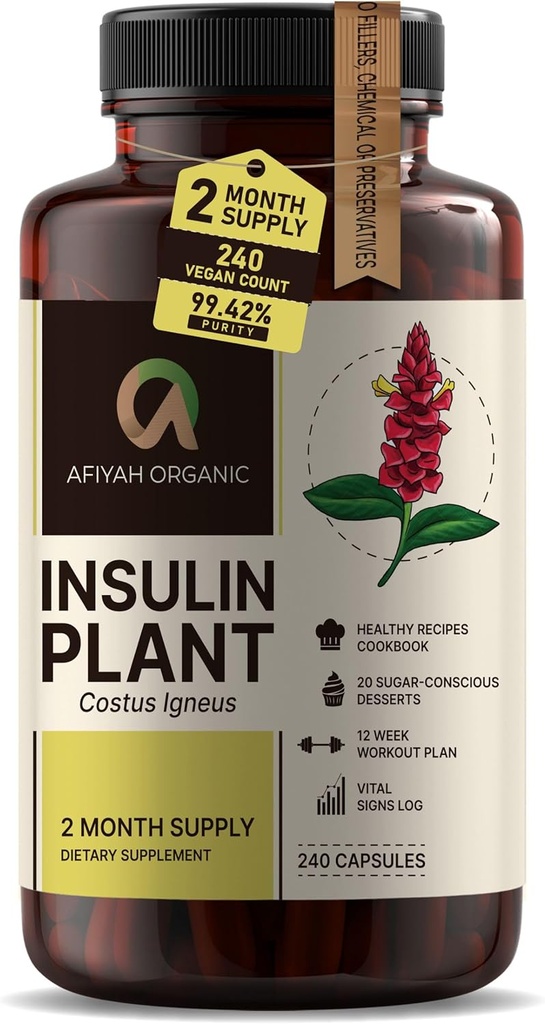 Premium Quality Costus Igneus (insuliinitaim) kapslid - lihtne alla neelata 240 Veggie kapslit (2 kuu tarnimine) - valmistatud USA-s - sealhulgas täielik tervisetoetusprogramm