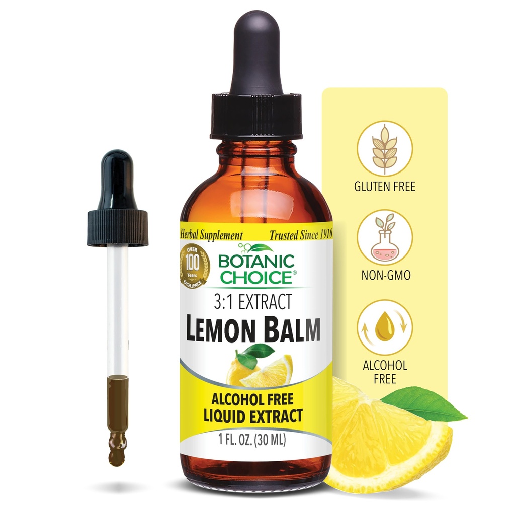 Botaaniline valik Sidrun Balm Vedelikekstrakt, alkoholivaba, gluteenivaba traditsiooniline toetus rahulikkuse kiireks toimeks 1 vedeliku Oz