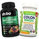 Orgaanilised Superfood Greens & Fruit Supplements - Colon Cleanse Detox valem soolepuhumiseks - Green Veggie Powder Blend taimsed toidud & Kõhukinnisus Relief Supplement Gut, Belly, Magu