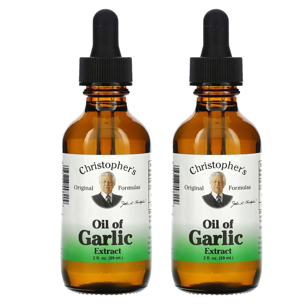 Christopher's Original Formulas Oil of Küüslauk Ekstrakt 2 Ounces - Pakend 2 - Premium Taimne täiendus - Külmpressitud ja puhas vedel küüslauguõli | Mitmekülgne kasutamine