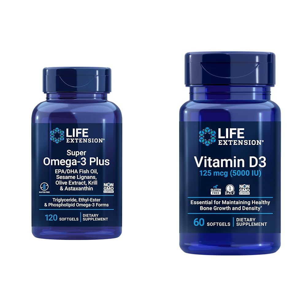 Life Extension Super Omega-3 Plus EPA / DHA kalaõli, seesami lignaanid ja D3-vitamiin 125 mcg (5000 RÜ), luu tervis, aju jõudlus