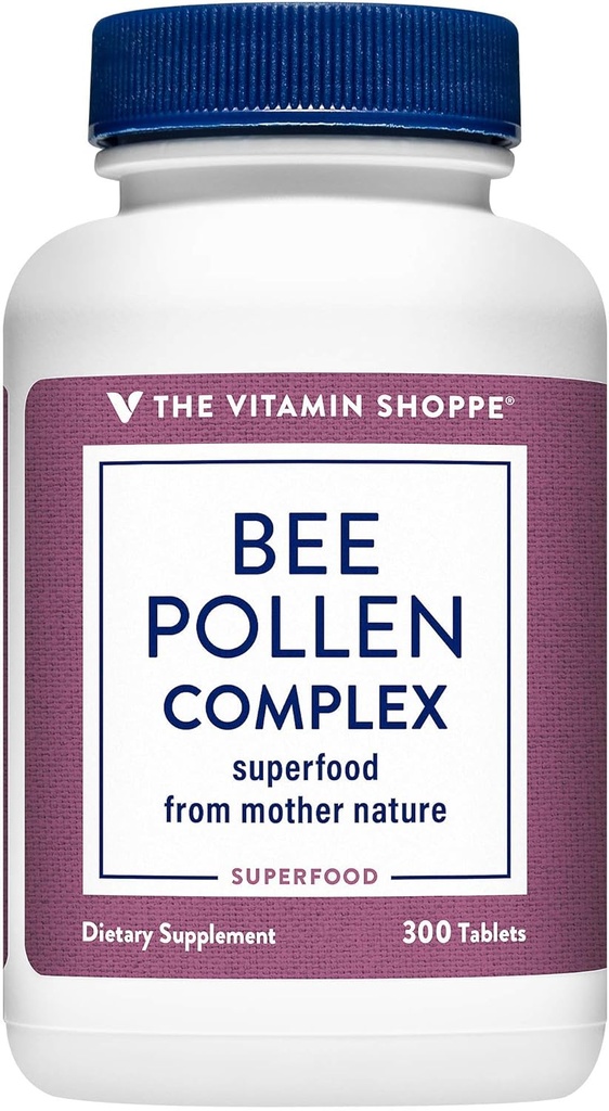Vitamiin Shoppe Bee Pollen Complex 1000MG, Superfood koos mesilase Propolis ja Royal Jelly, hooajaline immuunsüsteemi tugi (300 tabletti)