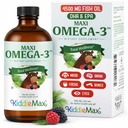 Maxi Health Omega 3 lastele Täiendus - Kosher Omega 3 Kids Fish Oil Vedel DHA & EPA - Vedel kalaõli täiendus puuviljapurskega, et toetada meeleolu, aju, fookust, luid ja silmi (8 oz)