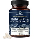 Magneesiumglütsinaat 400mg | Kõrge neeldumise valem une, rahu, lihaste lõõgastamiseks, südame, luude ja närvide toetamiseks naistele ja meestele | Kelaaditud magneesiumglütsinaadi lisand | 120 Ct (2 kuu pakkumine)