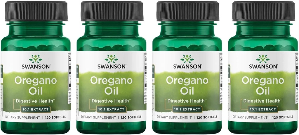 Swansoni oreganoõli 10: 1 ekstrakt - looduslik toidulisand, mis edendab seedetrakti tervist ja hingamisteede toetust - toetab seedetrakti süsteemi ja kuseteede tervist - (120 softgels, 150mg iga) (4 pakend)