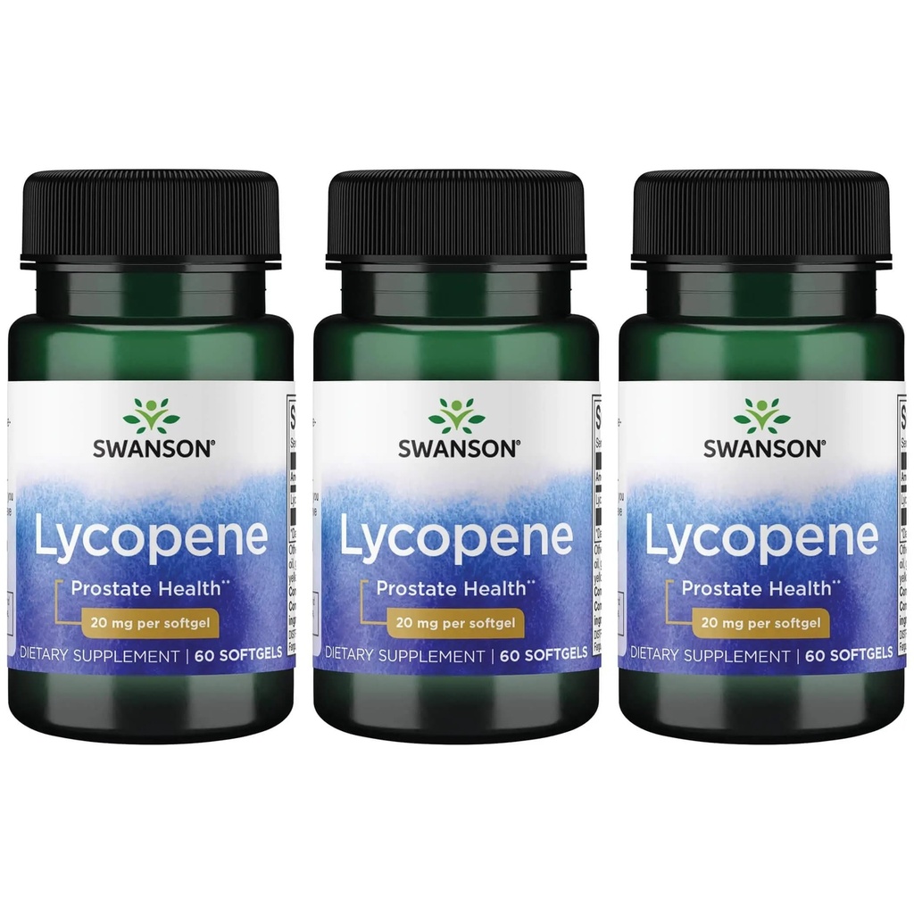 Swanson lükopeen - looduslik täiendus, mis edendab eesnäärme tervist, südame tervist ja toetab vererõhku normaalses vahemikus - meeste tervise täiendus - (60 softgels) 3 Pack