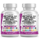 Puhas Nutraceuticals Piimaohakas NAC Chanca Piedra Beet Juur Artišokk Dandelion Juur - Maksapuhastuslisa Plus TUDCA koliin & ingver - 2Pack