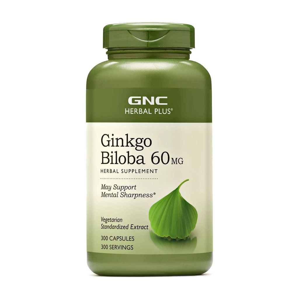 GNC Taimne Plus Ginkgo Biloba 60mg täiendus, taimetoitlane, toetab vaimset teravust, 300 serveerimist