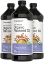 Horbäach Organic Flaxseed Oil | 3 Pack | 16 floz Iga | Külmpressitud | Omega 3, 6, 9 | Taimetoitlane, GMO-vaba, Gluteenivaba vedelik