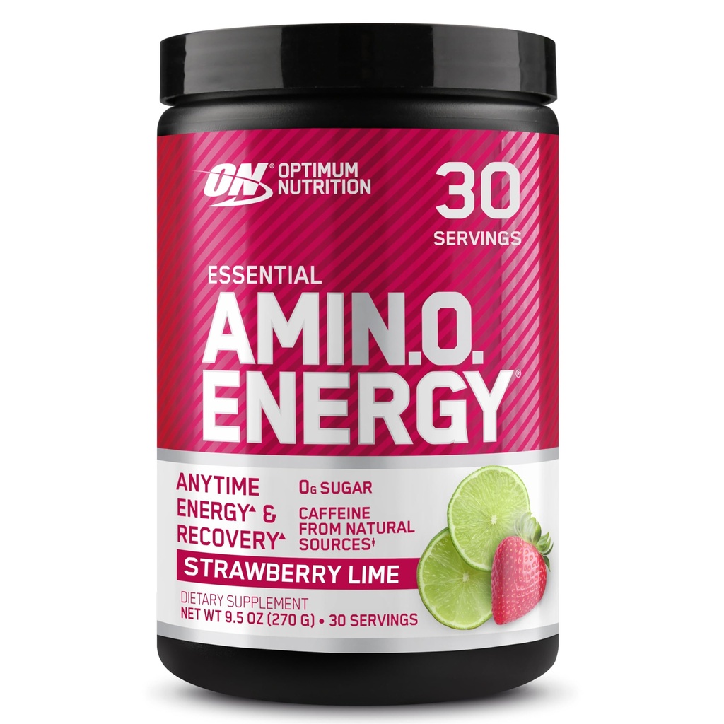 Optimum Nutrition Amino Energy - Pre Treening rohelise tee, BCAA, Aminohapped, Keto Sõbralik, Rohelise Kohvi ekstrakt, energiapulber - maasika lubi, 30 Servings (pakendamine võib varieeruda)