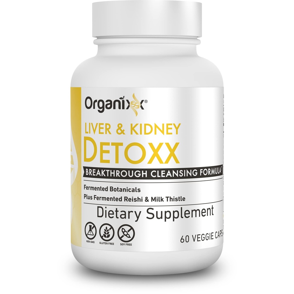 Organixx Neerude ja Maksatoetus Puhastuslisand, Piimaohakas Reishi Taimne valem Seedetrakti Terviseks, Neerude Ja Maksa Tervis, Sleep & Energy Support, Gluteenivaba, Non GMO, 60 Taimekapslit