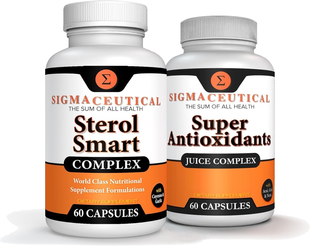 Niatsiin - beeta-Sitosterool - polikosanool - Taimsed steroolid - küüslauk - Cayenne Supplement Plus Super Antioksüdant Supplement - Goji Berry, Acai Berry, Mangosteen, Resveratrool, granaatõuna ja Noni