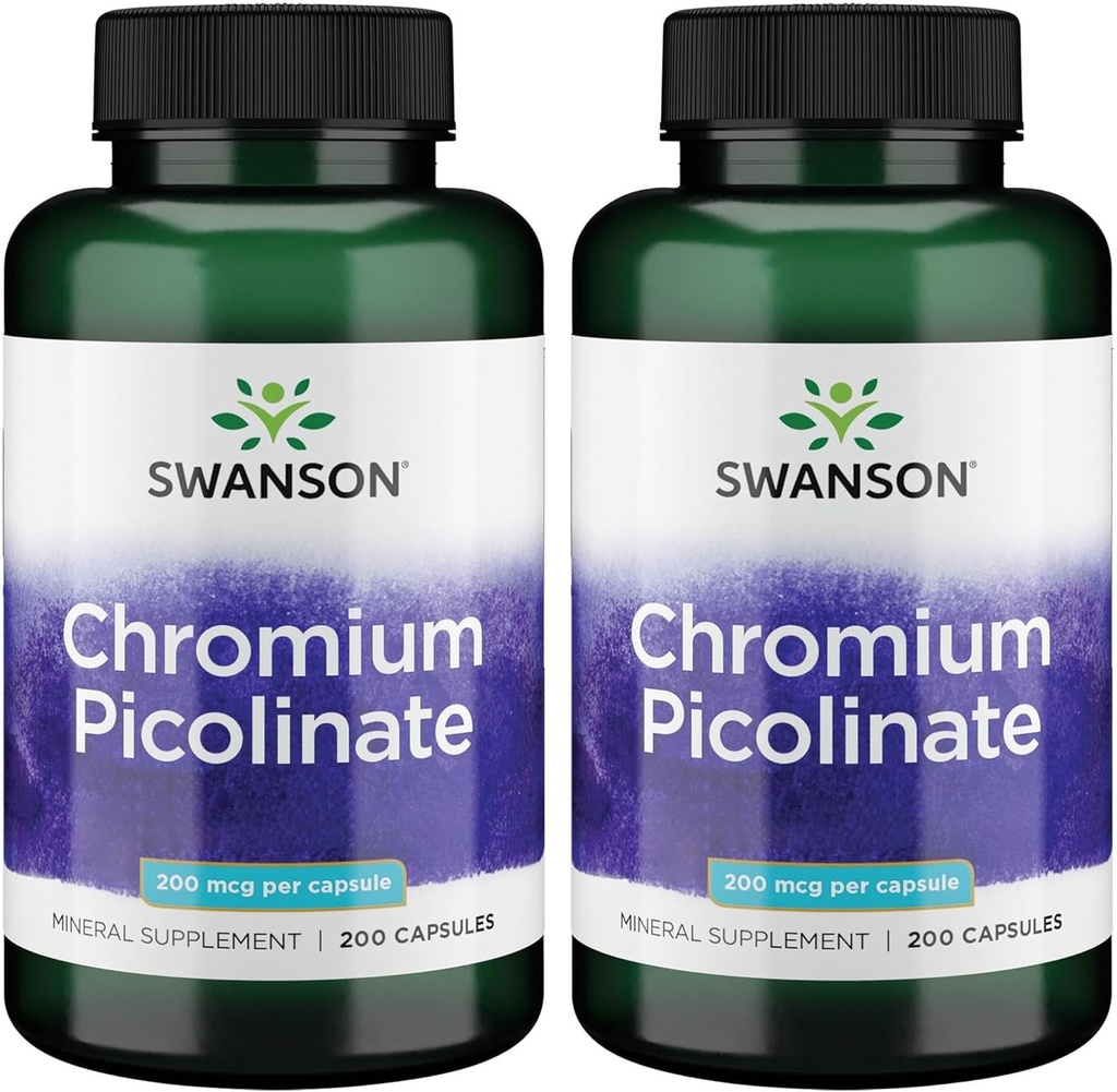 Swanson Chromium Picolinate - looduslik täiendus, mis edendab ainevahetust ja kehakaalu juhtimist - toetab tervislikku veresuhkru taset juba normaalses vahemikus - (200 kapslit, 200 mikrogrammi iga) 2 pakendit