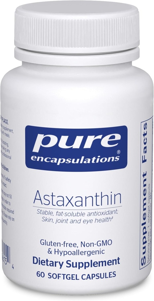 Puhtad kapslid Astaksantiin | Antioksüdandid liigeste, naha ja silmade tervise ja vabade radikaalide jaoks * | 60 Softgel kapslit
