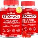 Õunasiidri äädikakummid, Keto ACV-kummid probiootikumidega, vitamiin B12 ja Keto tugi, 2000 mg ACV koos emaga seedimiseks, ainevahetus, puhastamine ja detox dieet, vegan, madal suhkur, 120 loendamist
