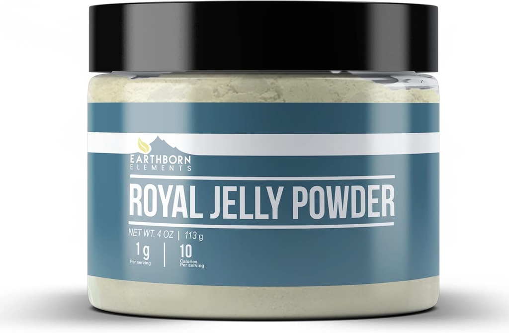 Maapealsed elemendid Royal Jelly Powder (4 oz), taassuletav purk, puhas ja mitte-GMO