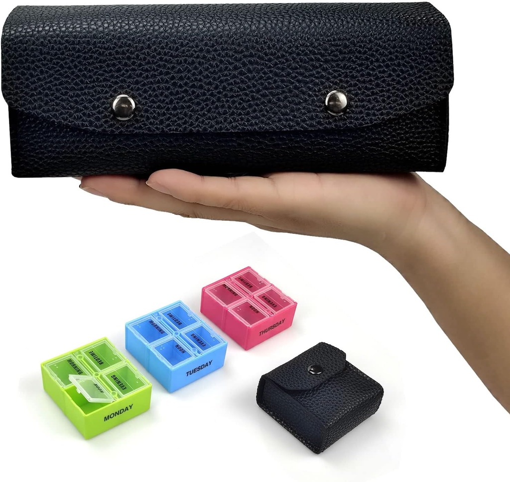 VOFOON Travel Pill Korraldaja 4 korda päevas, Iganädalane Pill Box 4X päevas Meditsiin Korraldaja Pill Juhtum Vitamiinid Meditsiin Kalaõli Toidulisandid