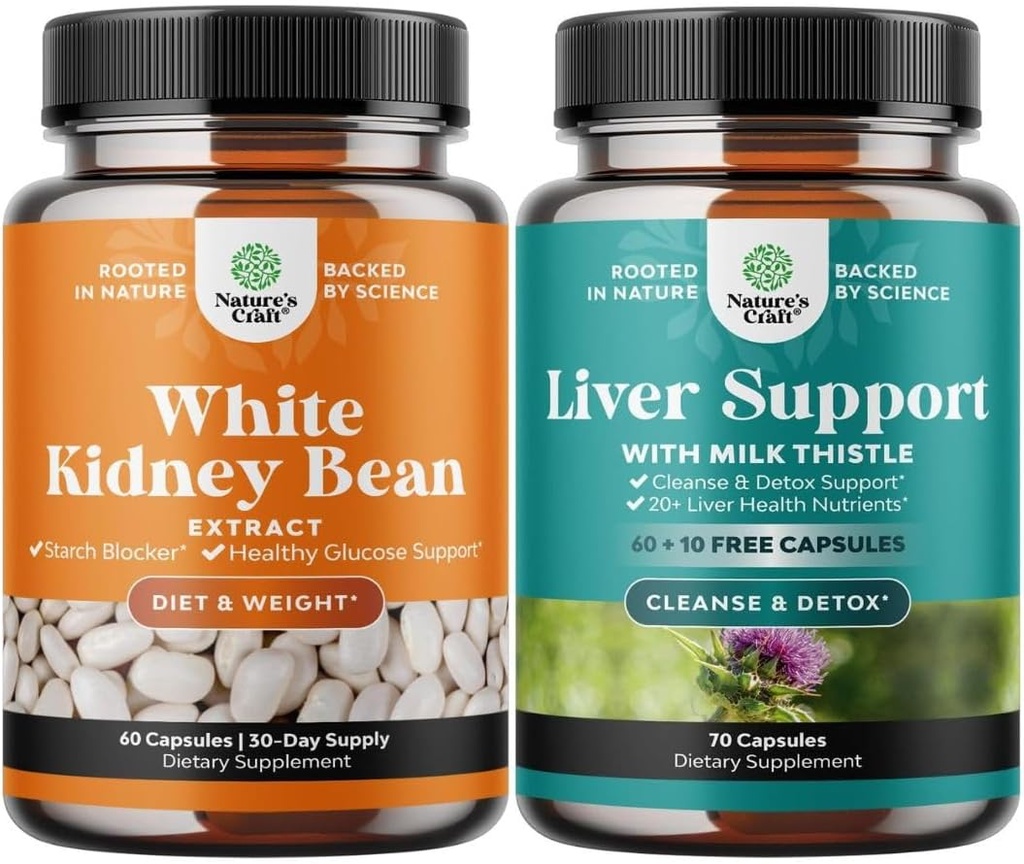 Bund Natural White Kidney Bean ekstrakti - Seedetrakti Tervis Dieet Fiber ja treening täiendada ja Maksa puhastamine ja Detox & Remont valem - Taimne Maksatoetus täiendada piimaohakas