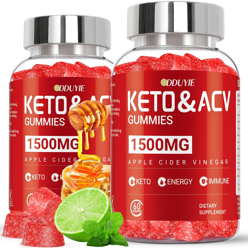 Keto ACV Gummies - 1500mg õunasiidri äädikakummid granaatõunapeet ja vitamiin B12 B6 - Sidrunmee maitse - meestele ja naistele - GMO-vaba & vegan - 120 krahv