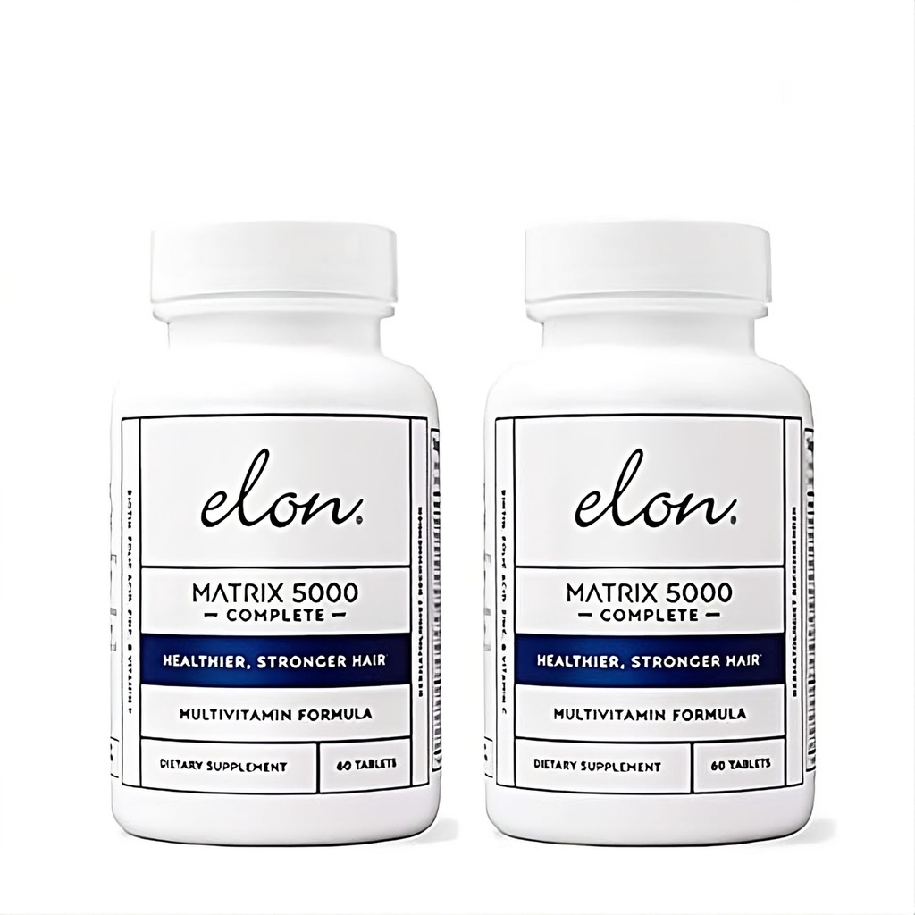 Elon Matrix 5000 Täielik multivitamiin - Naha, juuste ja küünte kasvu vitamiinid - Tervislik juuste kasvu vitamiinid naistele ja meestele - 5000Mcg Biotin Supplement, Pakend 2 (120 päeva pakkumine)