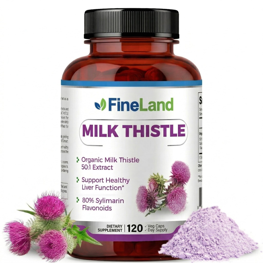 FineLand Milk Thistle Pills 50: 1 Extract – 120 Vegan Kapslid – 20 000 mg Strenght koos 80% Silymarin Flavonoidid – Maks & Antioksüdandid Toetus | 50X Kontsentreeritud Seed Extract – Non-GMO, Made in USA