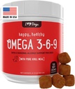 iHeartDogs Omega 3-6-9 koertele - naha ja karva kalaõli lisand koertele puhta Antarktika krillõliga - Allergia ja sügelevad naha abistavad närid, 120 krahv