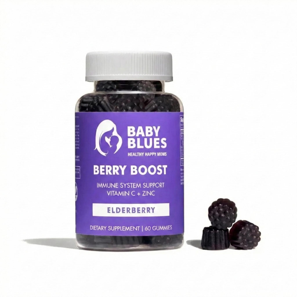 Baby Blues Berry Boost emadele, immuunsus Elderberry Gummies Immune Support Supplement koos C-vitamiini ja tsink täiskasvanutele, Non-GMO Immuunsüsteemi Vitamiinid Booster Vegan Gluteenivaba Gummies, 60 tk