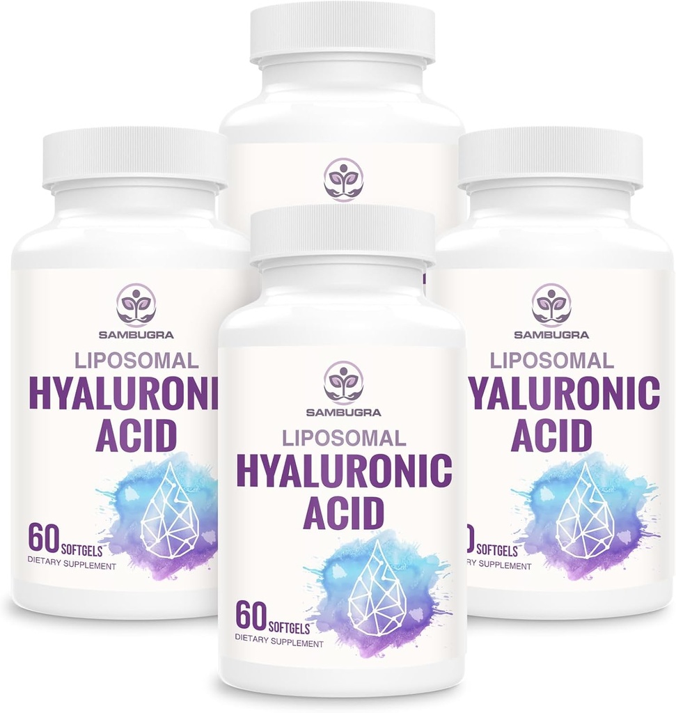 Liposomaalne hüaluroonhape 1000mg, kõrge biosaadavusHüaluroonhappe kapslid, toidulisand Naha ja luude toetamine, 240 kapslit (Pack of 4)