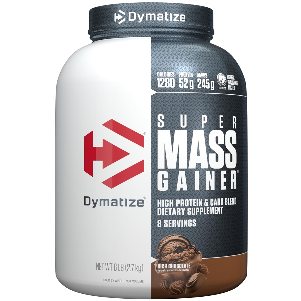 Dümatiseeri Super Mass Gaineri valgupulber, rikas šokolaad, 52 g valk, 1 g kreatiini, 1280 kalorit, 10,7 g BCAA-d, 245 g süsivesikuid, sisaldab vadakuvalgu pulbrit, isolaati ja kaseiini (8 serveerimist)
