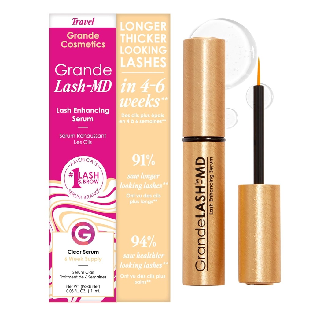 Grande Cosmetics GrandeLASH-MD Lash, mis suurendab seerumit - peptiid ja vitamiin Infundeeritud valem pikemate, paksemate, täiuslikumate ripsmete jaoks - Oftalmoloog Testitud, Julmusevaba