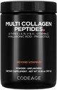 Kodegatsioon Multi kollageenpeptiidid Pulber + probiootikumid Must Edition, C-vitamiin, hüaluroonhappe pulber Toidulisand, Grass-Fed, Hüdrolüüsitud, Zero Carbs, tüüp I, II, III, V & X, Maitsestamata, 10.58oz