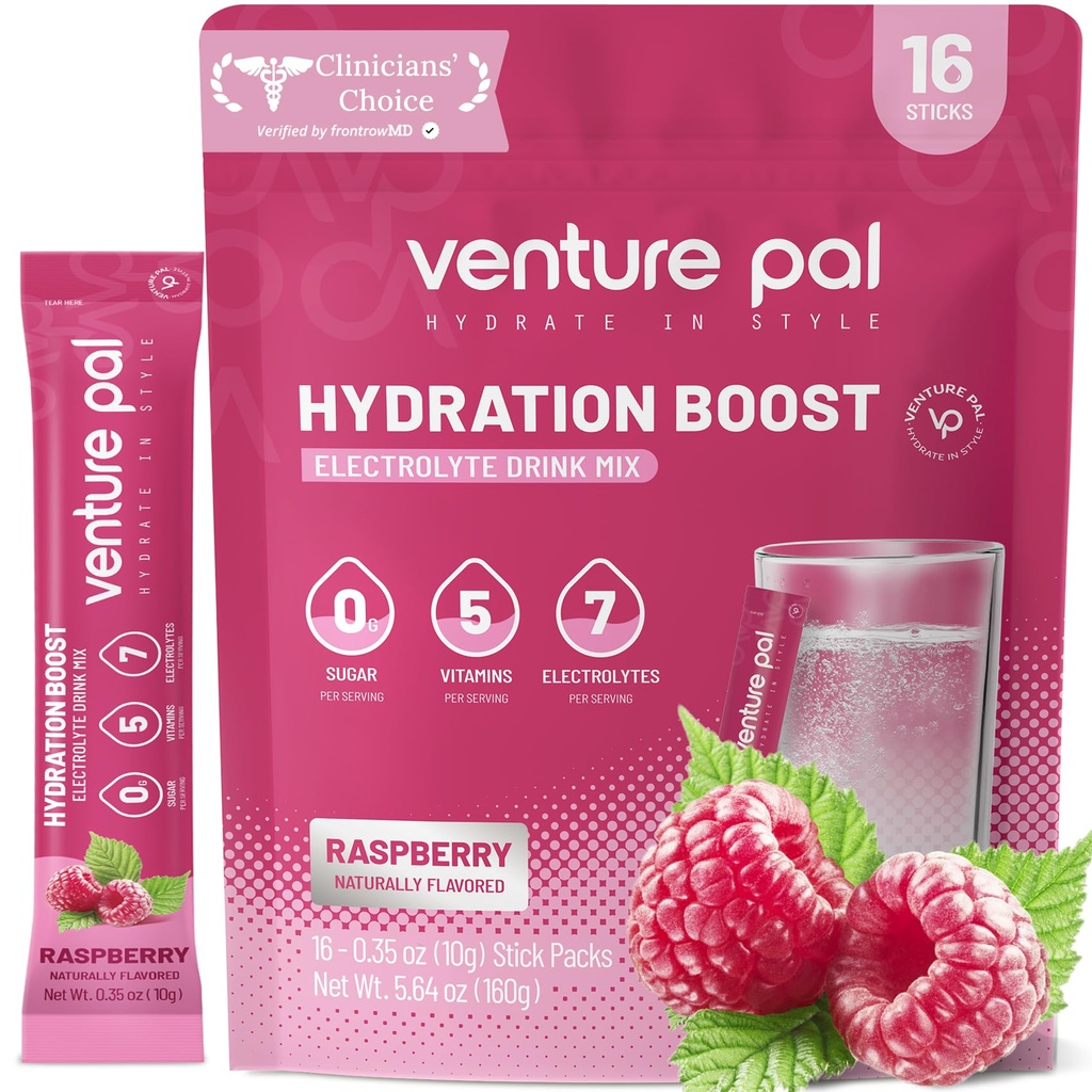 Venture Pal Sugar Free Electrolyte Powder Packets - Vedel igapäevane IV joogisegu kiireks hüdreerimiseks ja osapoolte taastamiseks | 5 vitamiini ja 7 elektrolüüti | Keto sõbralik | Mitte-GMO | sertifitseeritud vegan | 16 pulka