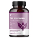 Puhas resveratrooli lisand - ekstra tugevus 600mg Trans-Resveratrooli per Serve - südame, kognitiivse, immuunsüsteemi tervise tugi - puhastatud ja biosaadav - 60 vegan kapslit