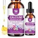 Kaltsiumtsitraat 1000mg D3-vitamiiniga naistele ja meestele - vedel kaltsiummagneesium tsink D3 K2 lisand luudele, hammaste tugi, suhkruvaba, vegan, banaanimaitse - 1 Fl Oz (2 Pack)