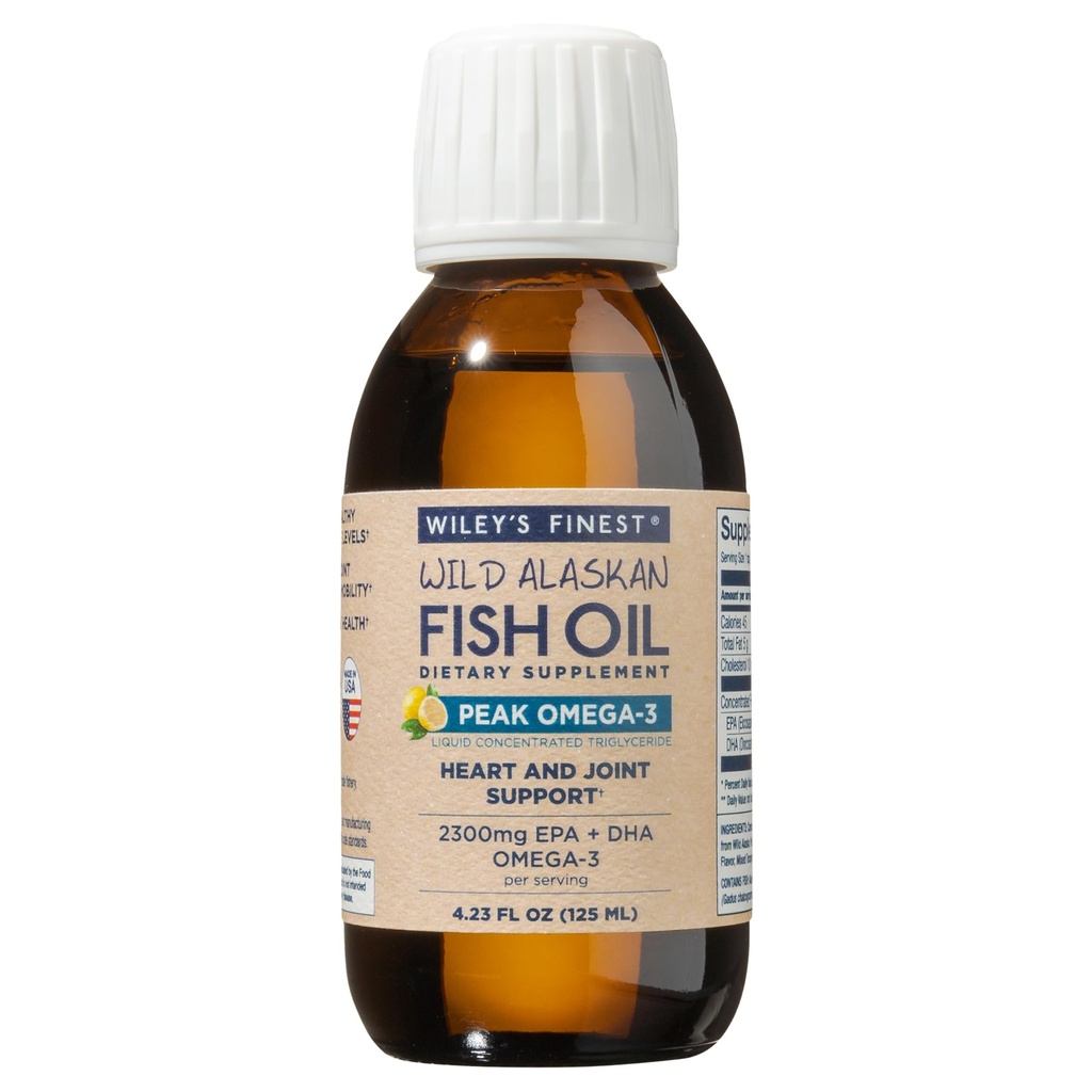 Wiley's Finest Wild Alaskan Fish Oil Peak Omega-3 Vedel täiendus - 2300mg EPA ja DHA Omega-3s - Sidrunimaitse - 4,23 Oz (25 Servings)