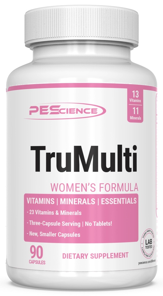 PEScience TruMulti multivitamiin rauaga naistele, igapäevane valem Premium C-vitamiiniga, D-vitamiiniga, tsingi lisand immuunsuse toetamiseks, kelaatsed mineraalid, 90 kergesti neelatavad kapslid