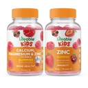 Elujõuline Kaltsium Magneesium & Tsink Lapsed + Tsink Lapsed, Gummies Bundle - suurepärane maitse, vitamiinilisand, Gluteenivaba, GMO-vaba, närimiskumm