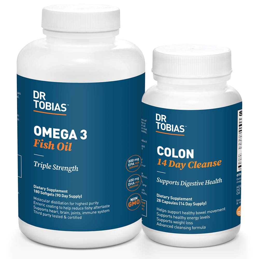 Dr Tobias Omega 3 kalaõli ja kolonn 14-päevane puhastamine paremaks seedimiseks ja üldiseks terviseks