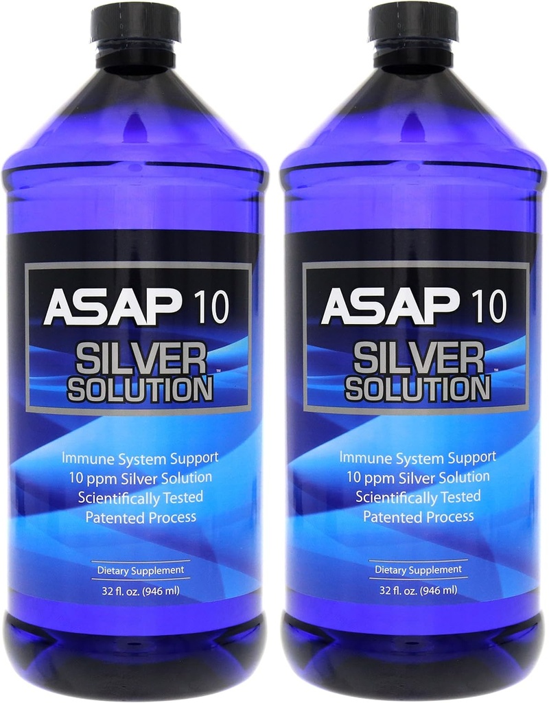 American Biotech Labs ASAP 10 PPM Silver Sol Immune System Support | 2 Pack of 32 Oz Totalling 64 Oz