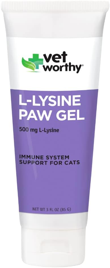 Vet Worthy Lysine Paw Gel Aid kassidele - Kassikäpa geel immuunsüsteemi toetamiseks ja üldiseks terviseks - Kassilisandi koos Aminohappe L-lüsiiniga - Lõhe maitsegeel, 3oz
