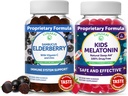 Lunakai Täiskasvanud Elderberry ja Lapsed Melatoniini Gummies Bundle - Immuunsüsteemi tugi tsingi ja C-vitamiini täiskasvanutele ja lastele - Mitte-GMO, Vegan, Gluteenivaba Natural Sleep Gummy
