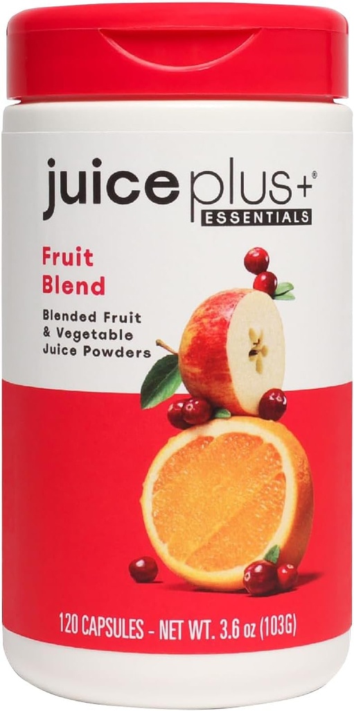JuicePlus + puuviljasegu: taimepõhine kogu toidulisand koos õuna, virsiku, Jõhvika ja muuga! - Vegan, Gluteenivaba, mitte-GMO, Kosher - pakendatud taimsete vitamiinidega - 1 pudel (60 serveerimist)
