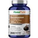NusaPure Glucomannan 1000 mg/ Serving 200 Veg Caps (BioPerine, Non-GMO, Vegan) Konjac Root