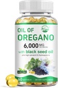 Looduse elus Oregano õli musta seemne õliga, 2 in 1 Oregano toidulisand immuunsüsteemi tervise jaoks, säilitab kõrge kontsentratsiooniga karvakrooli ja tümokinooni, mitte-GMO, 60 softgels, 1 pakend